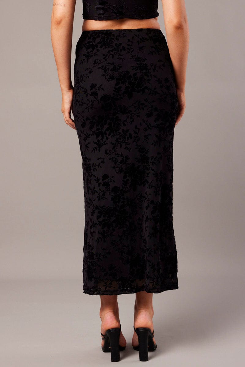 Black Maxi Skirt Burn Out for Ally Fashion