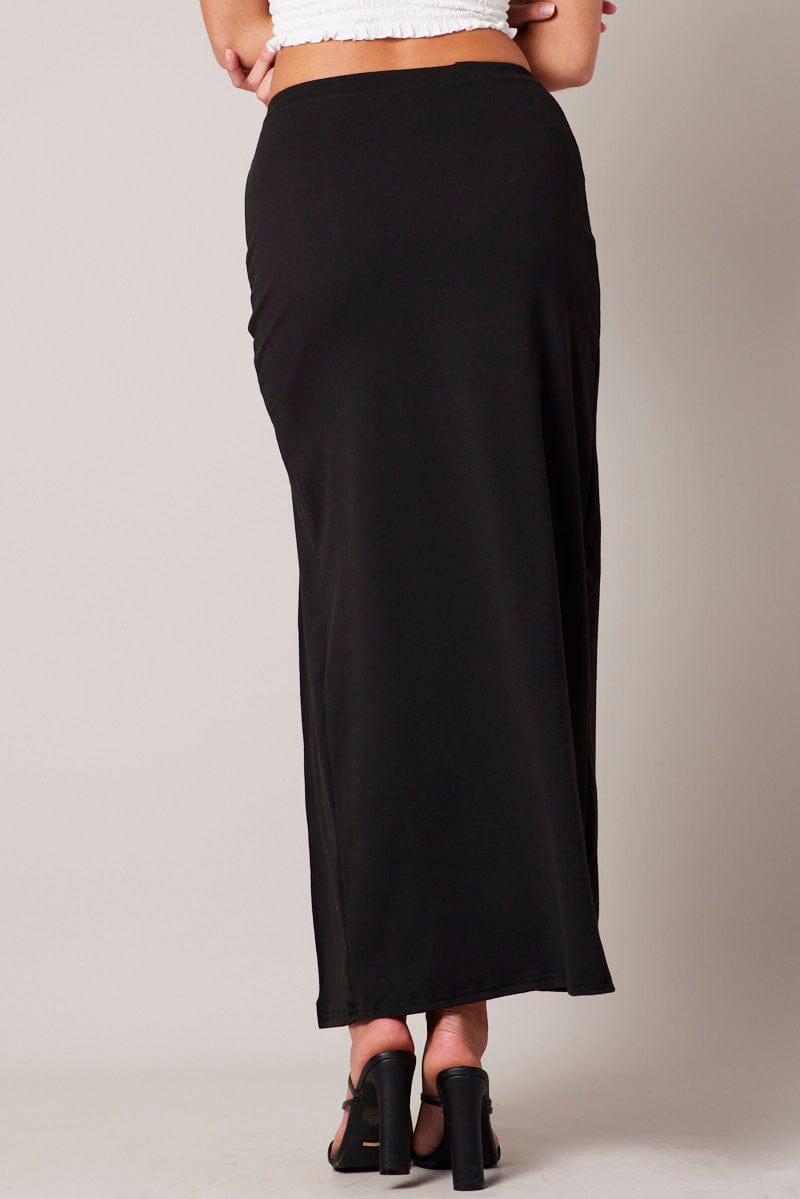 Black Supersoft Skirt Front Split Double Layer for Ally Fashion