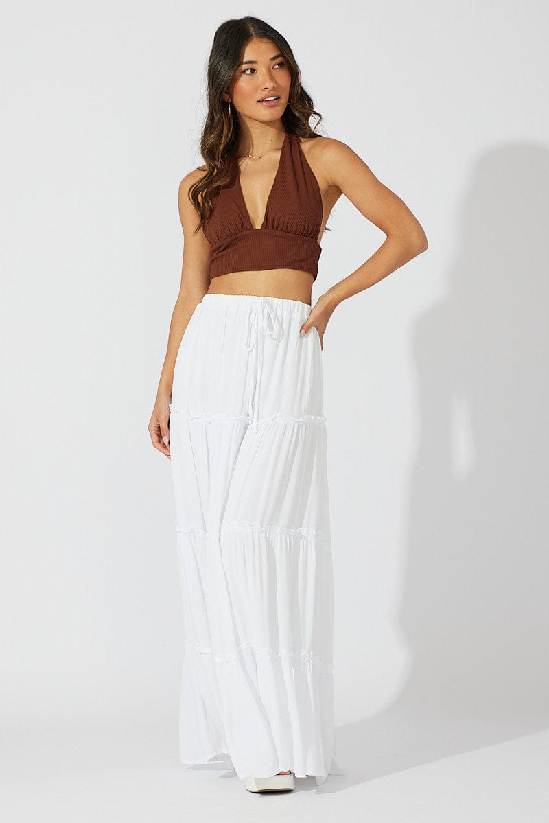 White Maxi Skirt Tiered Ally Fashion