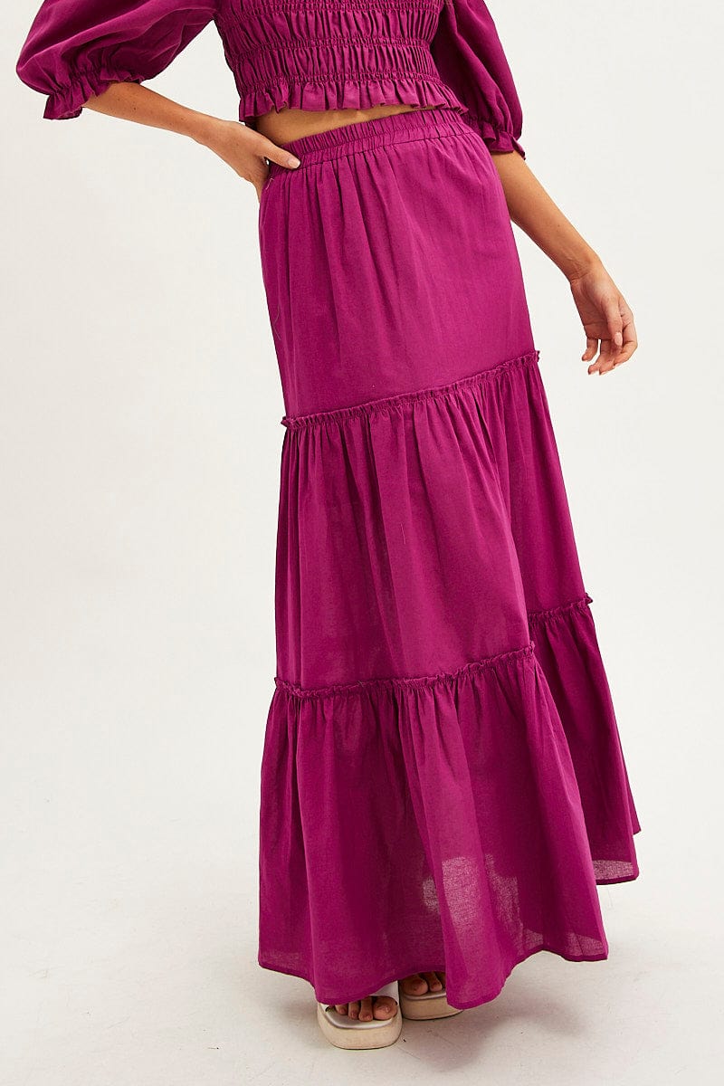 Purple Maxi Skirt Tiered | Ally Fashion