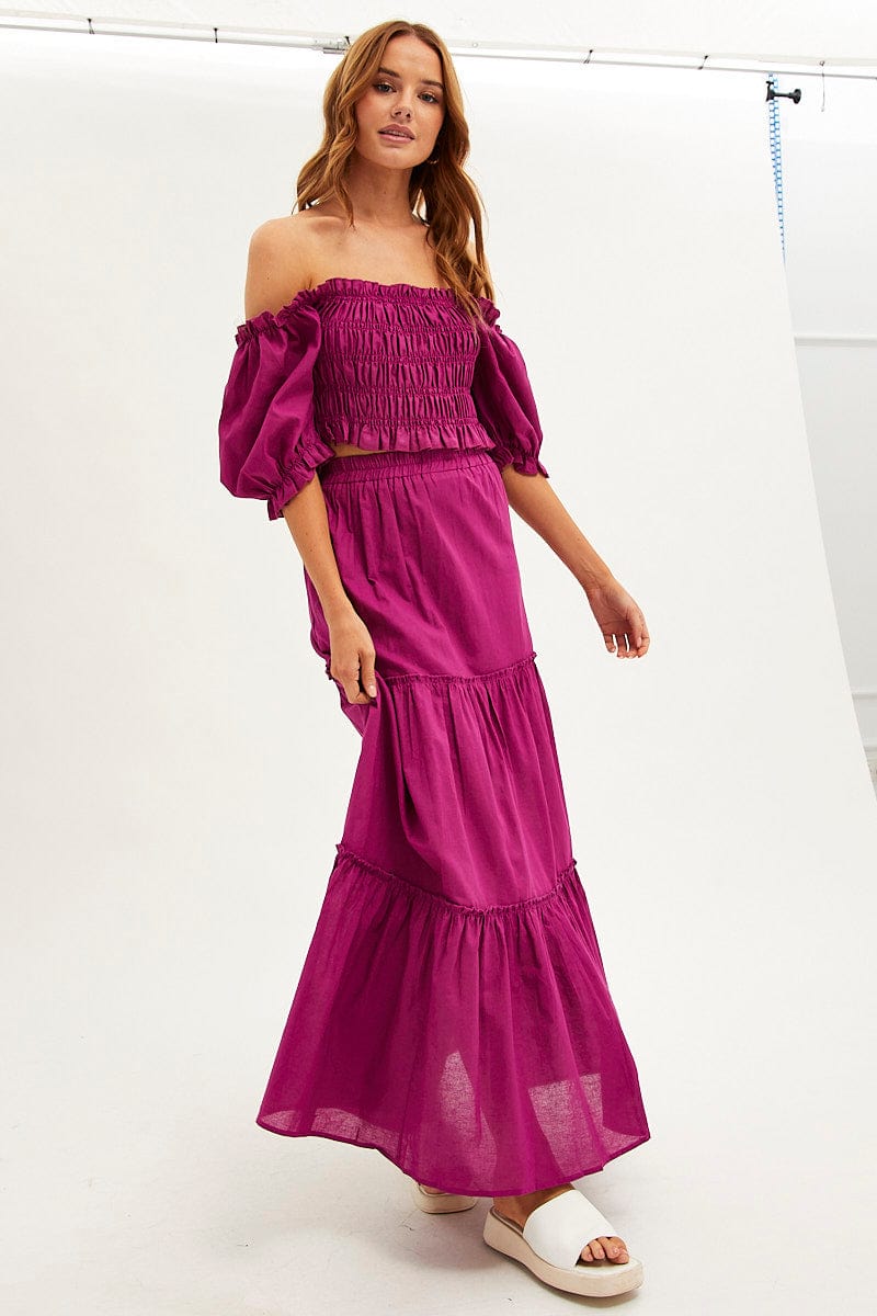 Purple Maxi Skirt Tiered for Ally Fashion