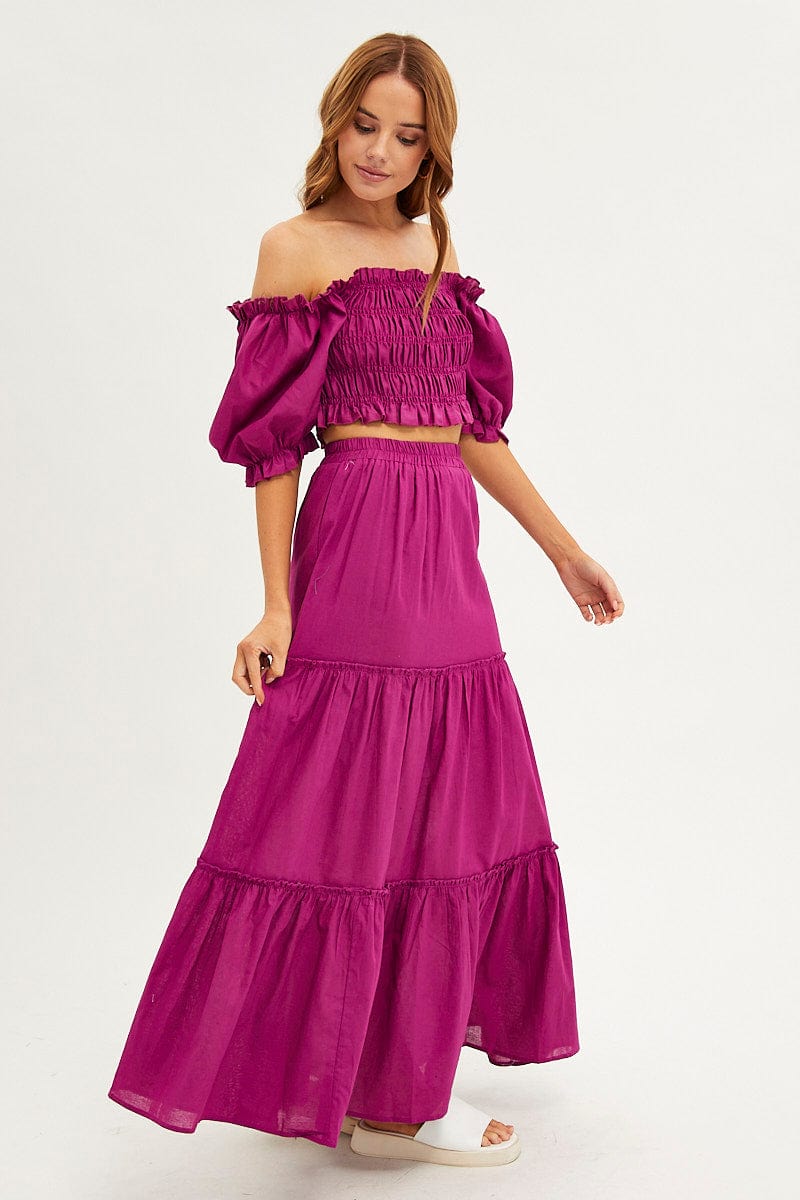 Purple Maxi Skirt Tiered for Ally Fashion