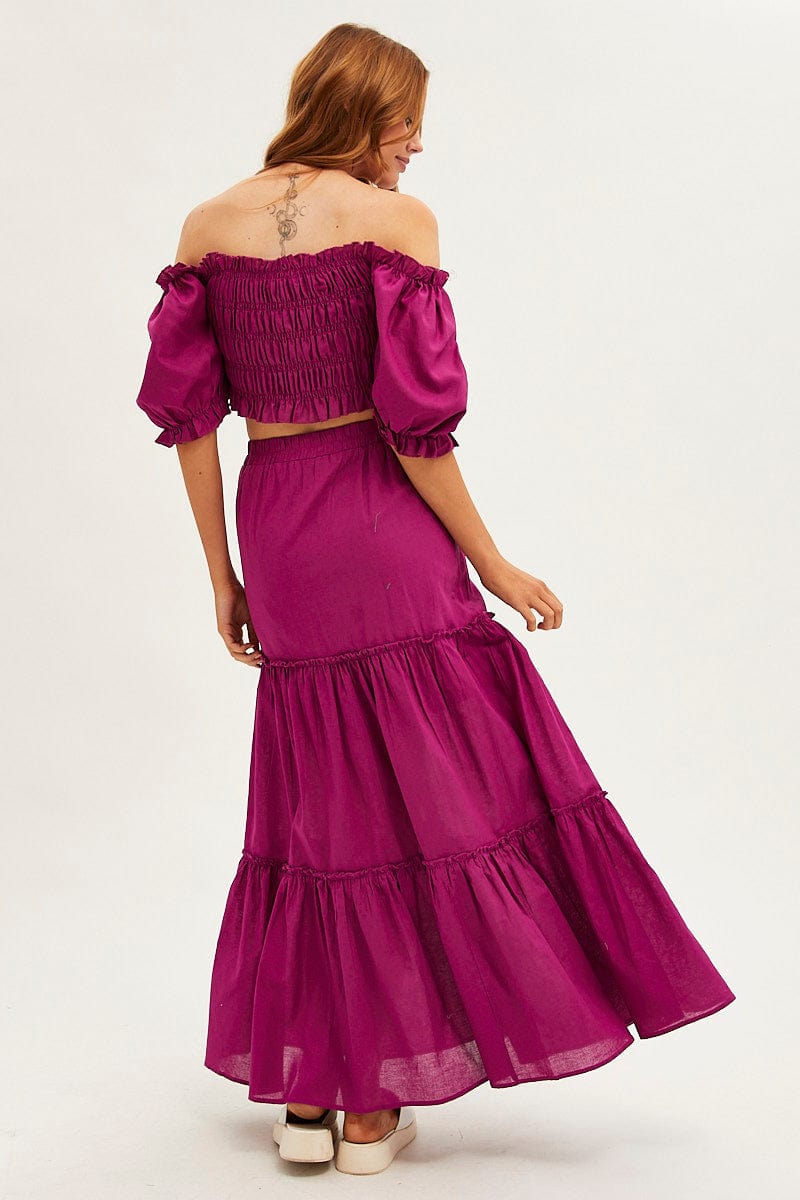 Purple Maxi Skirt Tiered for Ally Fashion