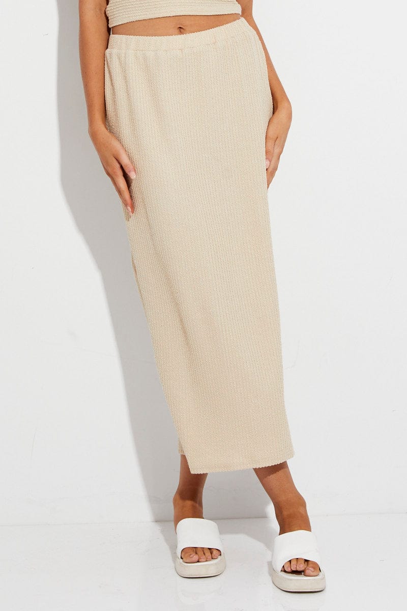 Beige Midi Skirt Bodycon for Ally Fashion