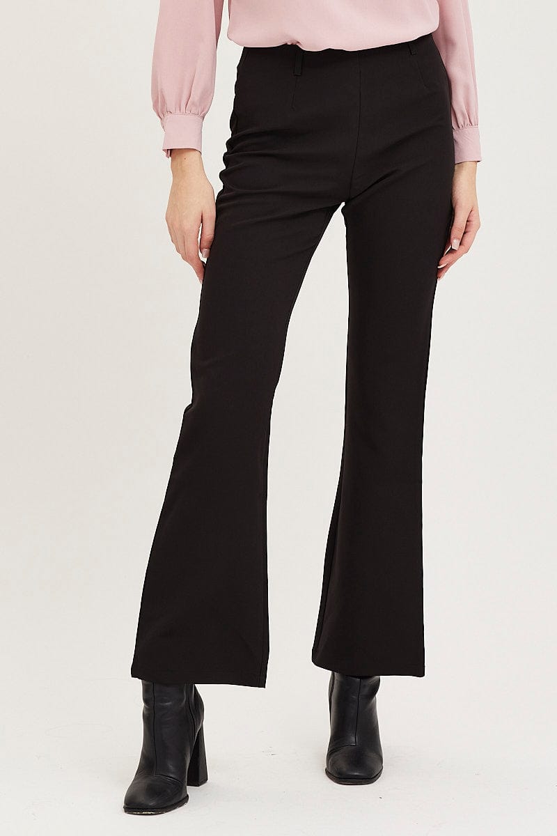 SLIM PANT Black Flare Pants Mid Rise for Women by Ally
