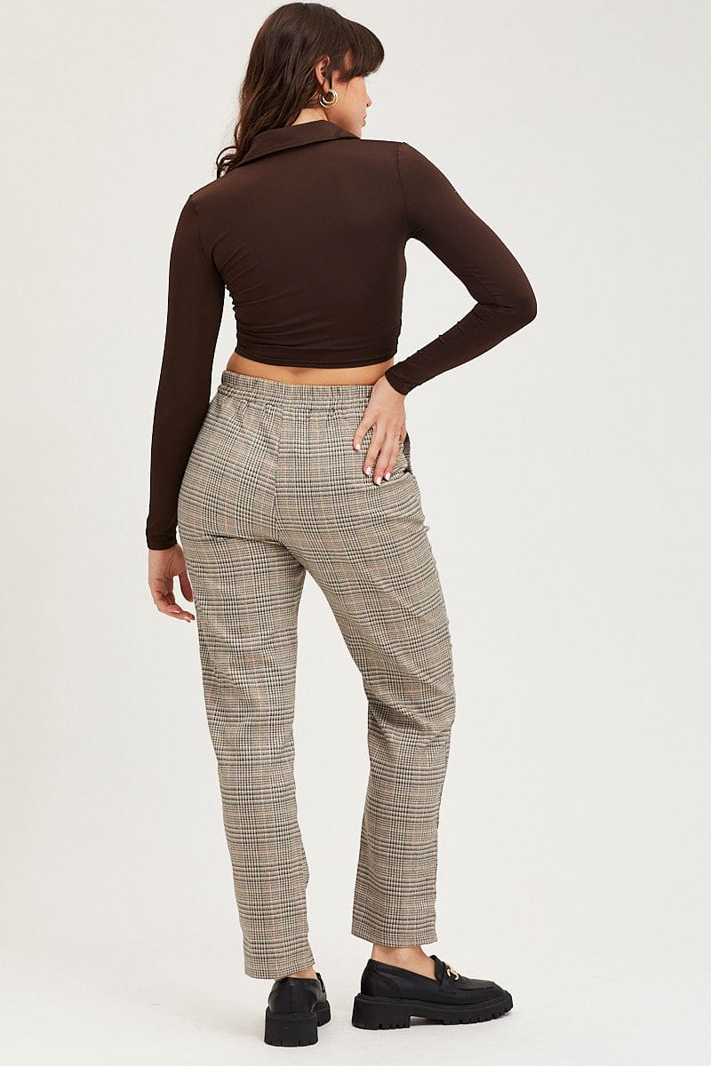 SLIM PANT Check Slim Pants High Rise for Women by Ally