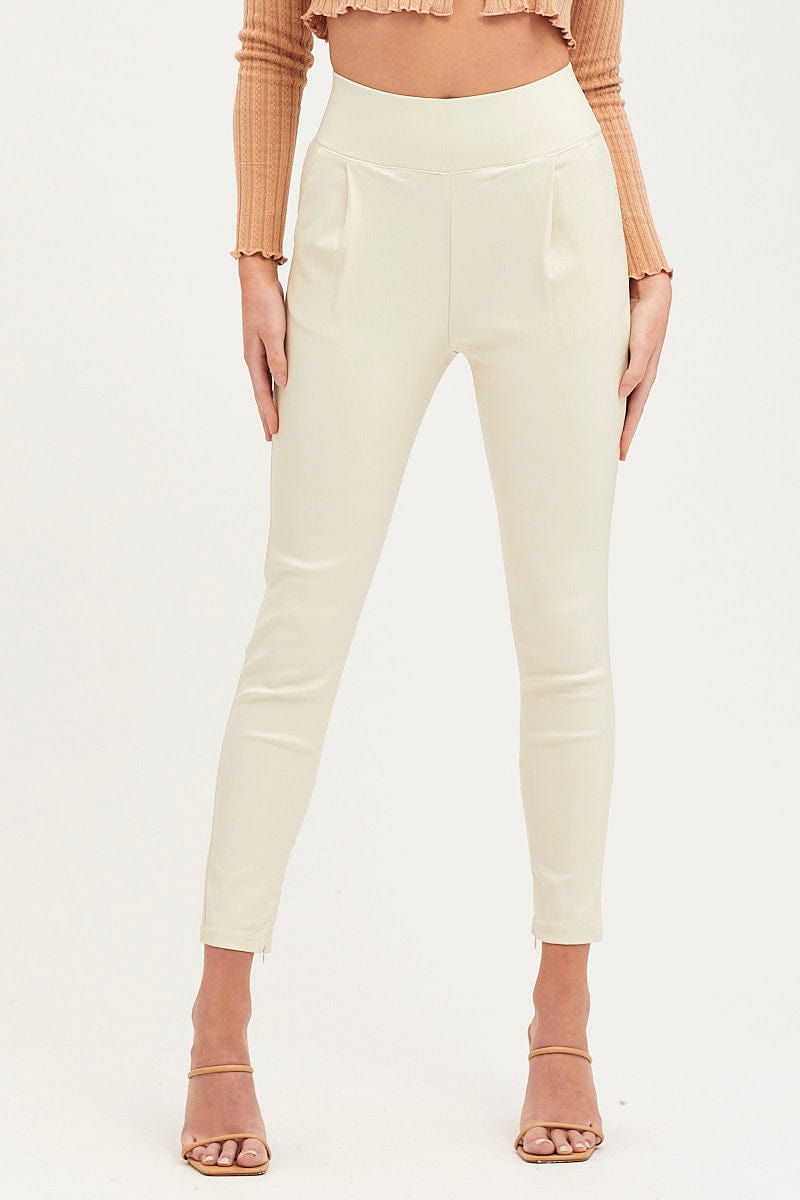 SLIM PANT White Slim Pants High Rise for Women by Ally