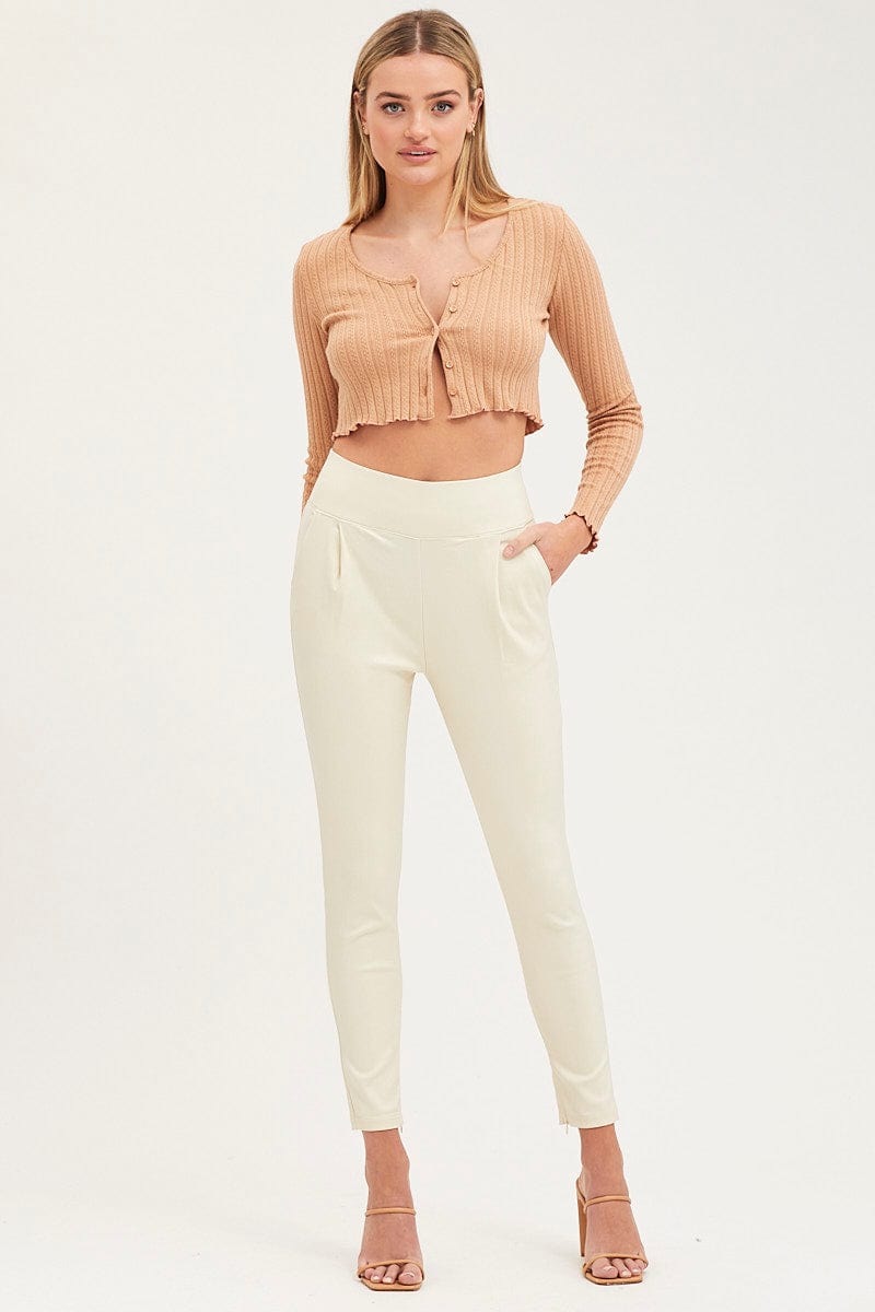 SLIM PANT White Slim Pants High Rise for Women by Ally