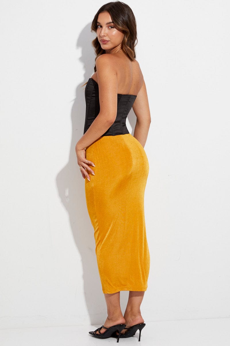 Orange Midi Skirt Bodycon for Ally Fashion