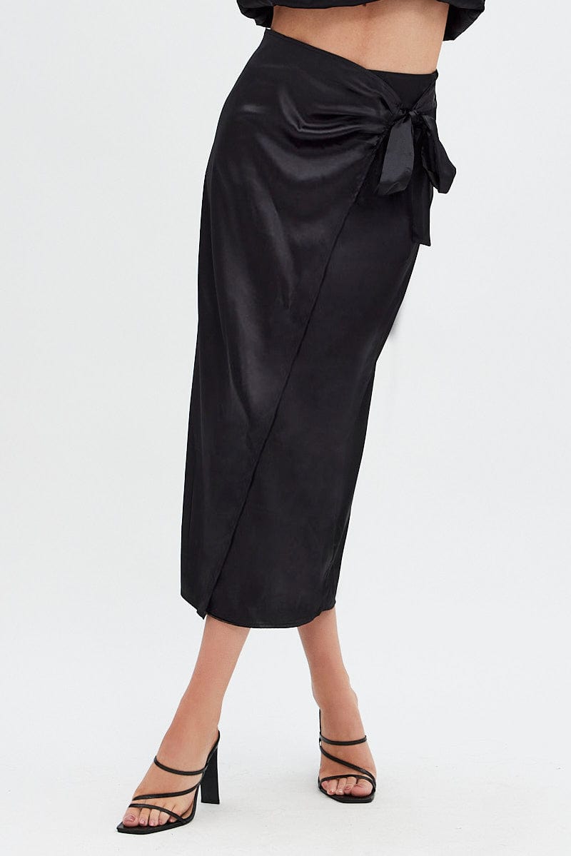 Black Twist Midi Skirt for Ally Fashion