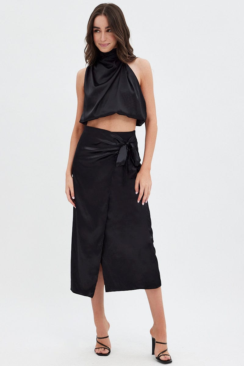 Black Twist Midi Skirt for Ally Fashion