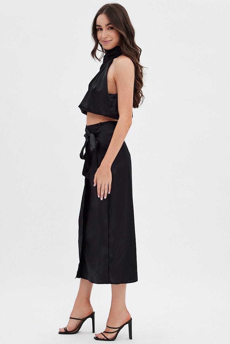 Black Twist Midi Skirt for Ally Fashion