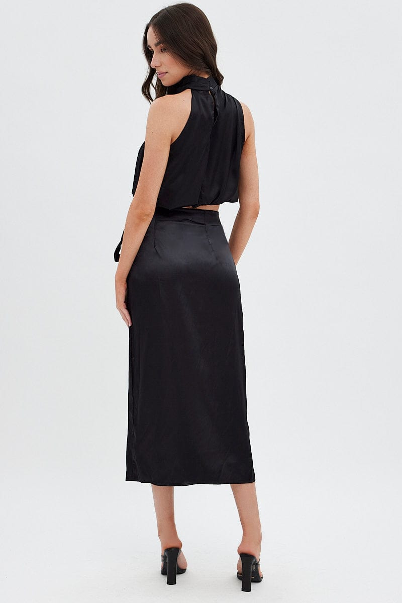 Black Twist Midi Skirt for Ally Fashion