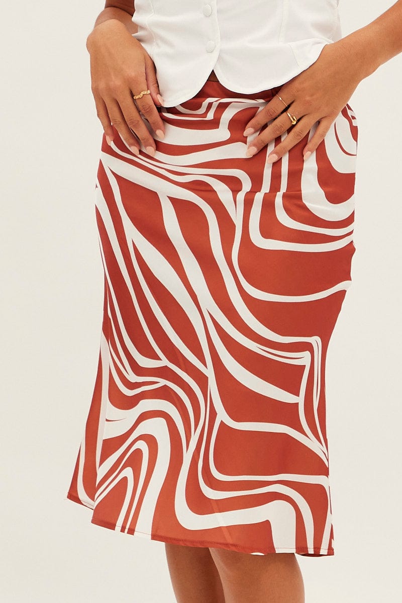 Black Abstract Abstract Midi Skirt for Ally Fashion