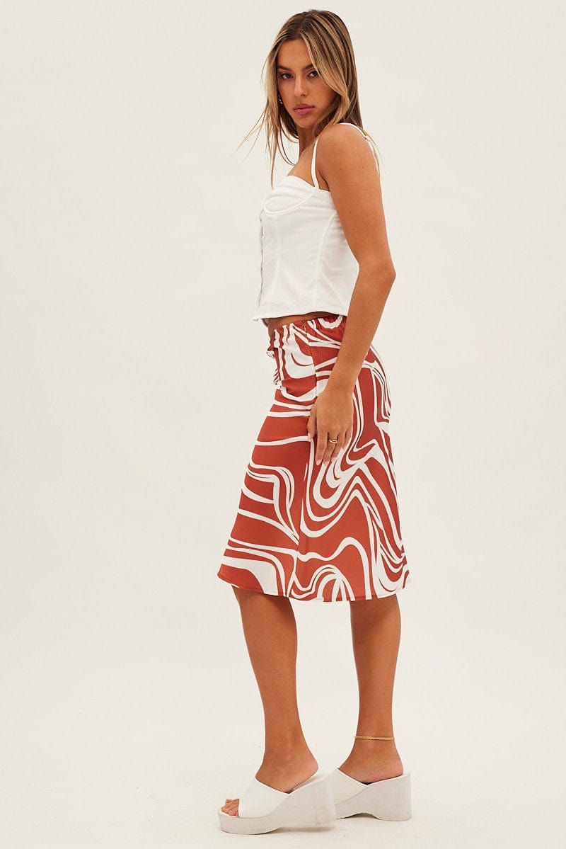 Black Abstract Abstract Midi Skirt for Ally Fashion