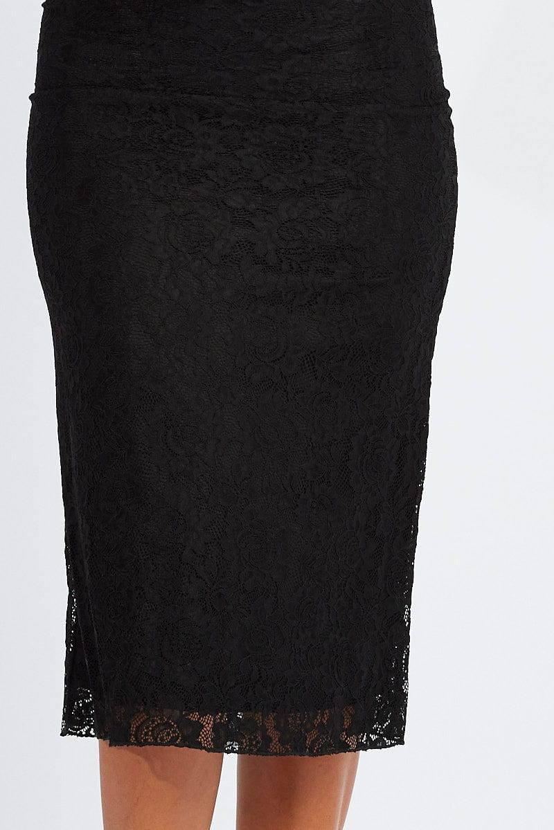 Black Lace Skirt High Rise for Ally Fashion