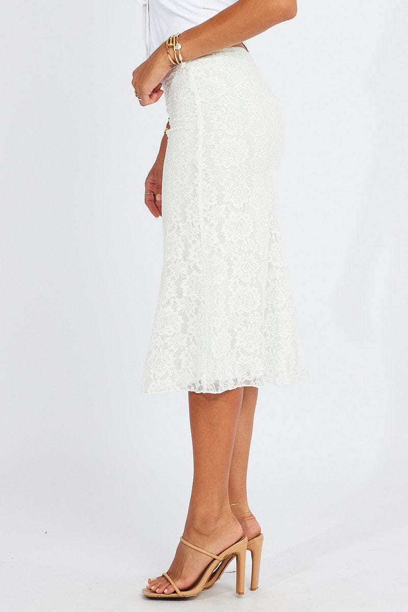 White Lace Skirt High Rise for Ally Fashion