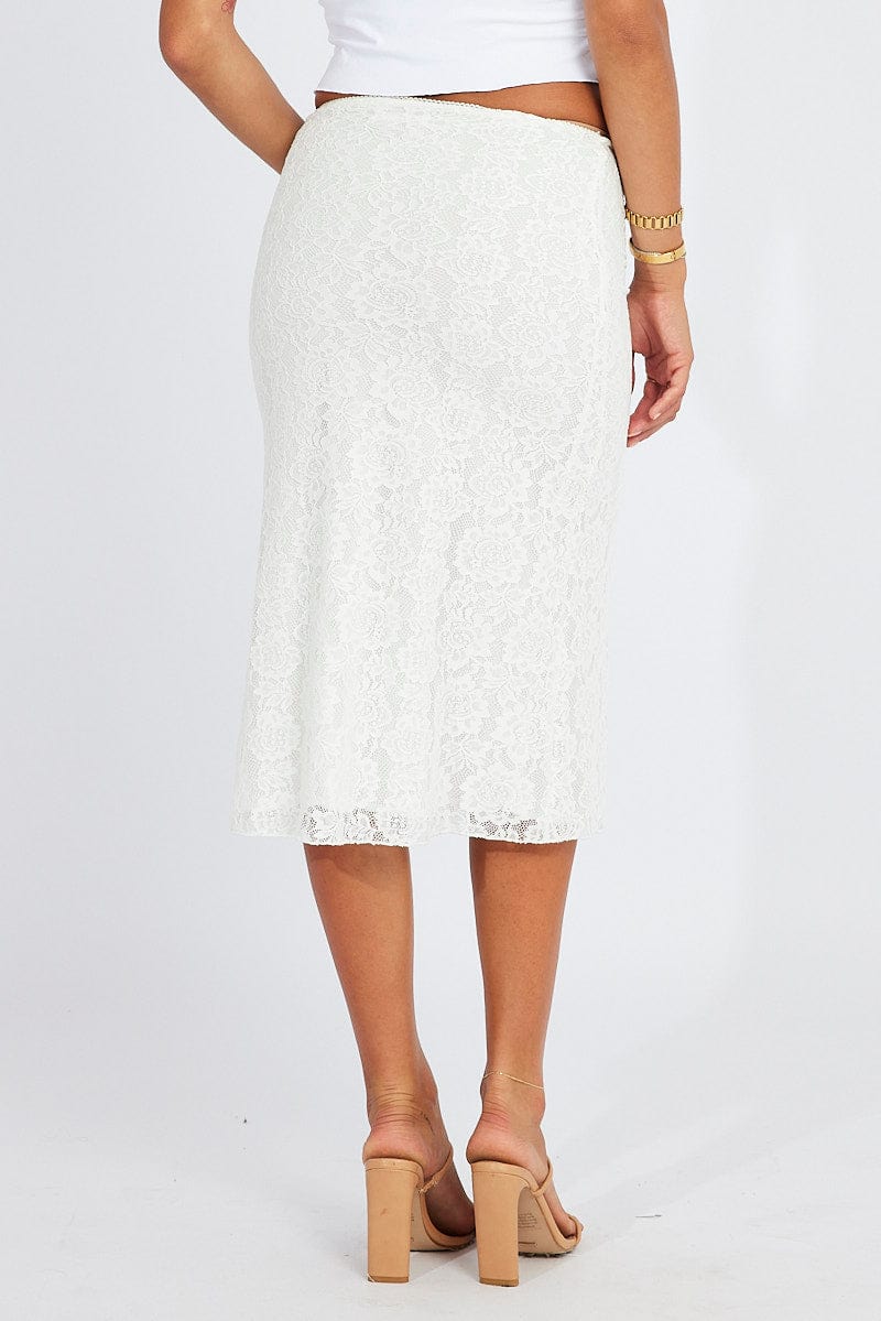 White Lace Skirt High Rise for Ally Fashion