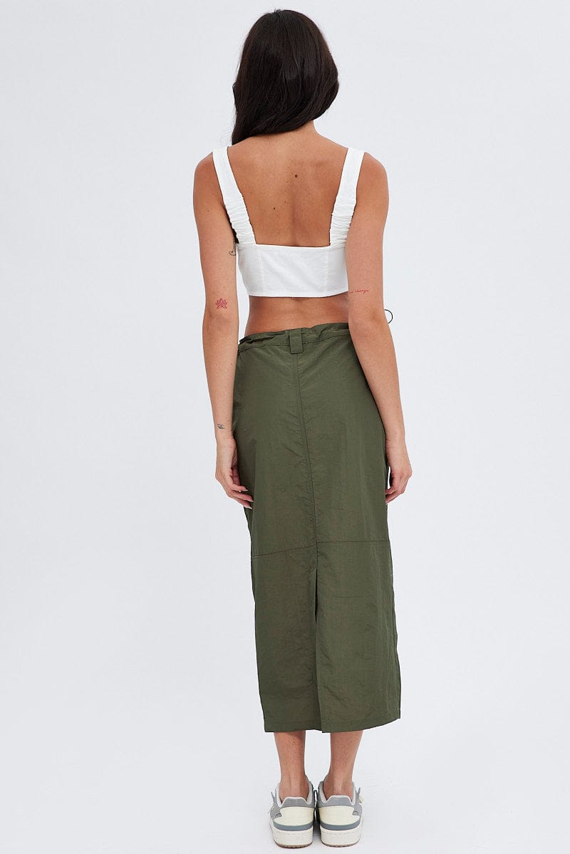 Green Parachute Skirt Cargo Mid Rise for Ally Fashion