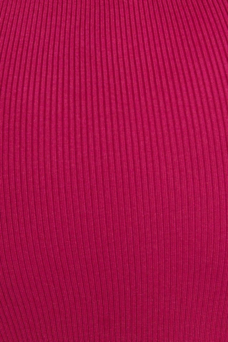 Pink Knit Skirt Midi High Rise for Ally Fashion