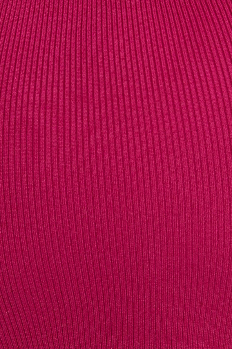 Pink Knit Skirt Midi High Rise Ally Fashion