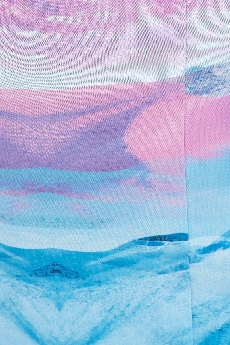 Pink Abstract Midi Skirt Mesh | Ally Fashion