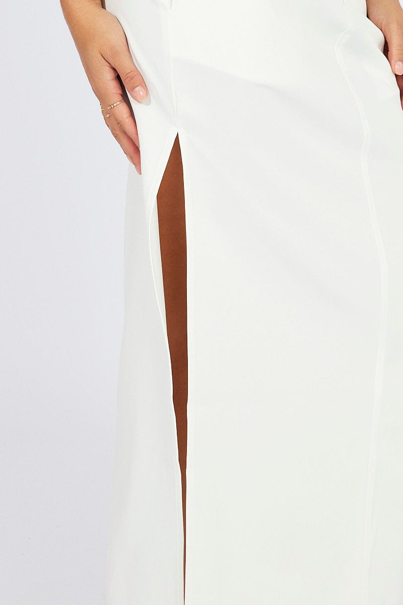 White Mid Skirt Side Split High Rise for Ally Fashion