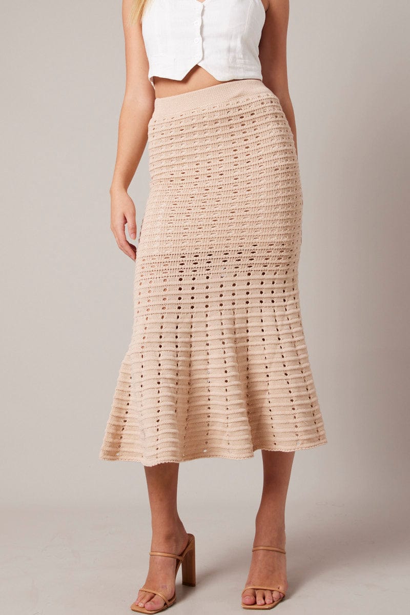 Beige Knit Skirt Crochet for Ally Fashion
