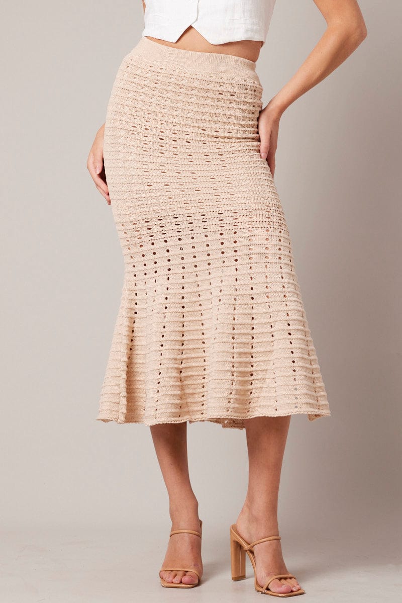 Beige Knit Skirt Crochet for Ally Fashion