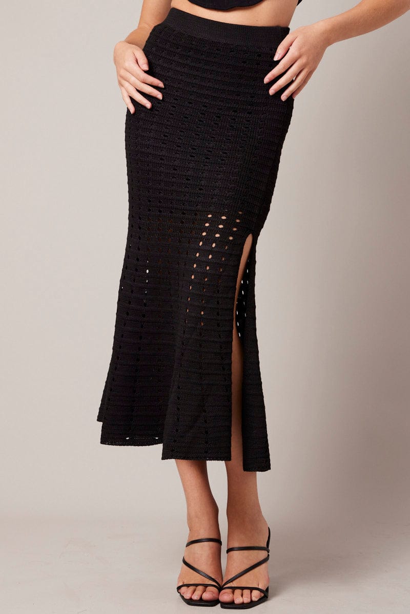 Black Knit Skirt Crochet for Ally Fashion