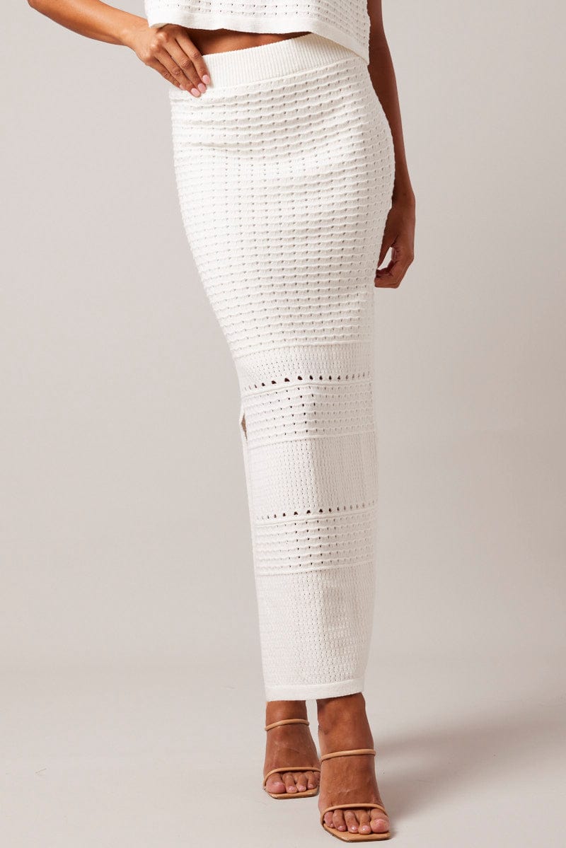 White Knit Skirt Crochet High Rise Ally Fashion