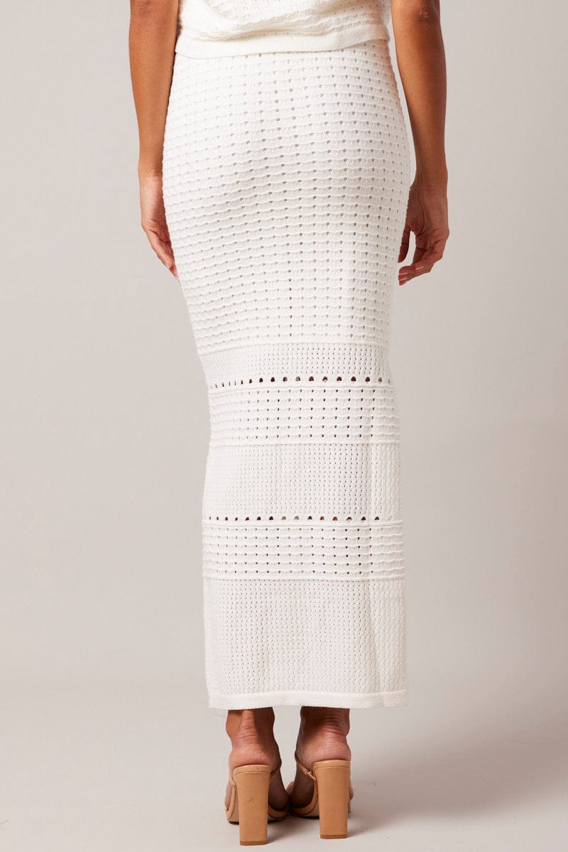 White Knit Skirt Crochet High Rise for Ally Fashion