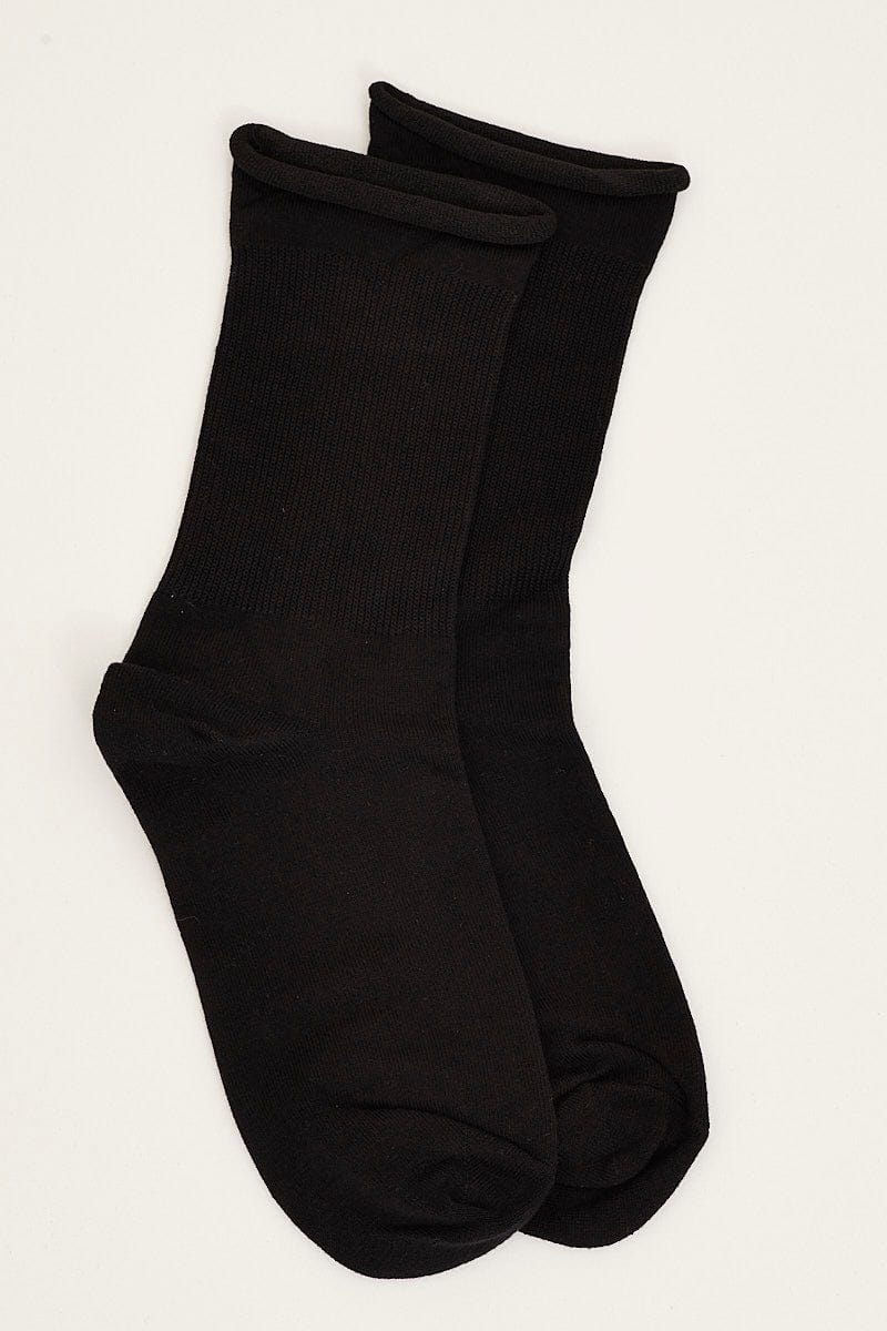 SOCKS Black Chunky Sock Crew Length for Women by Ally