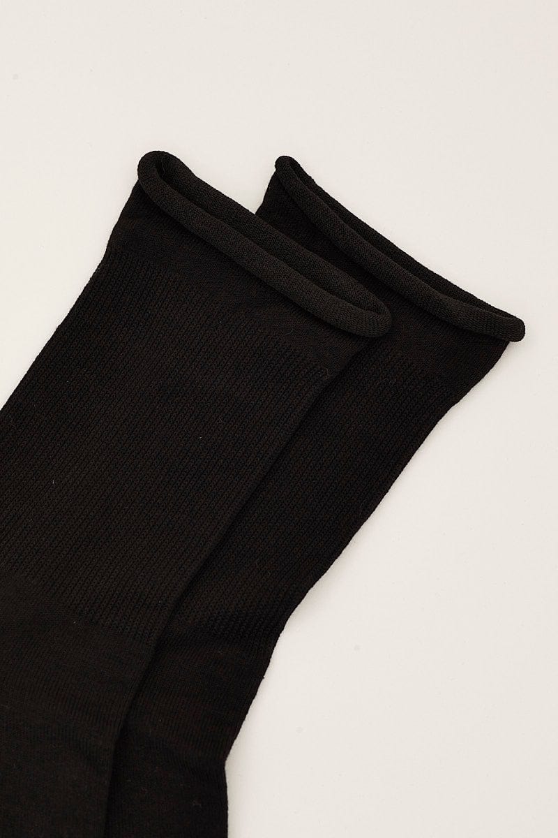 SOCKS Black Chunky Sock Crew Length for Women by Ally