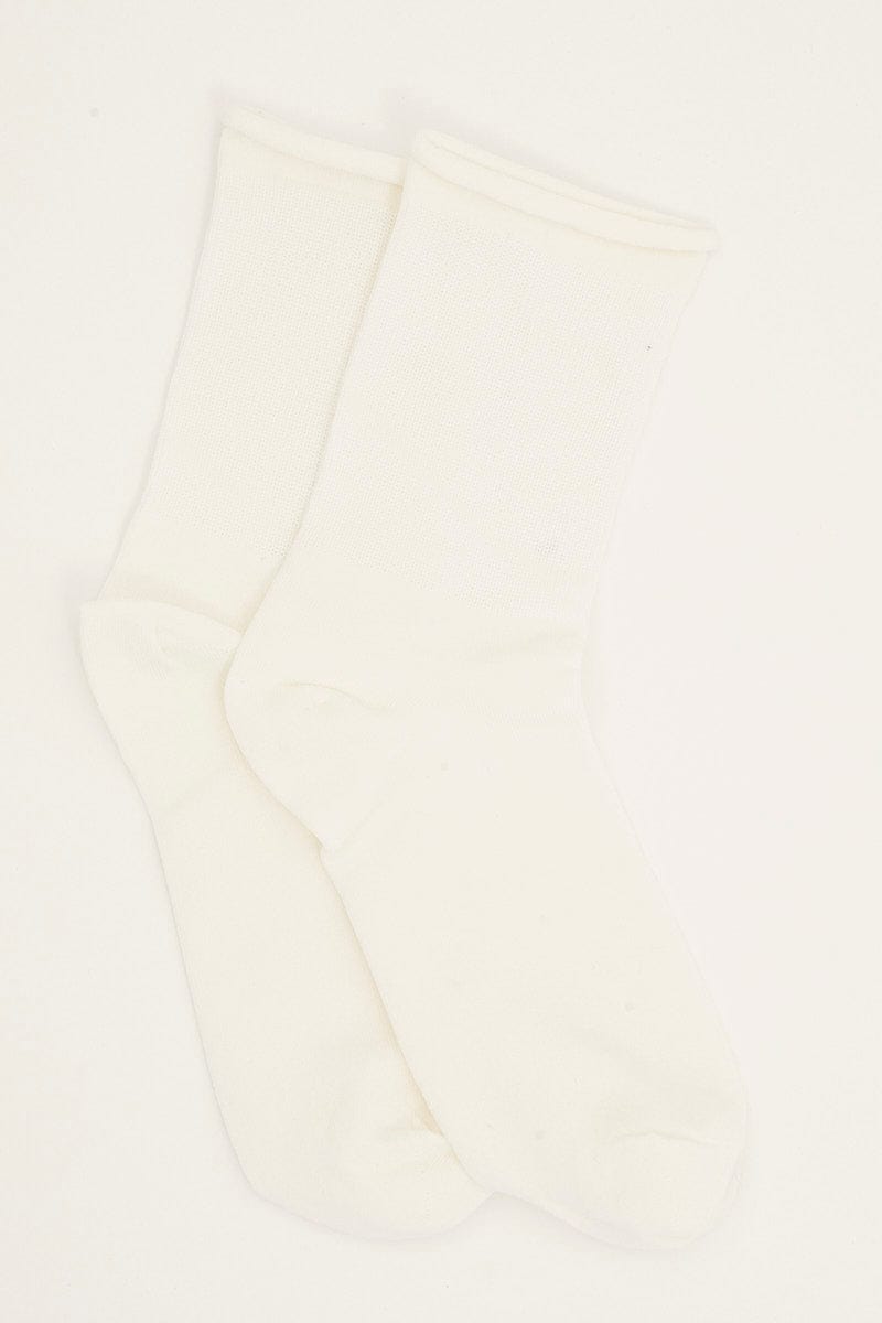 SOCKS White Essential Sock Quarter Crew Length for Women by Ally