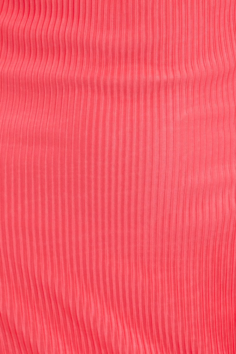 Pink Midi Dress Bandeau Plisse for Ally Fashion