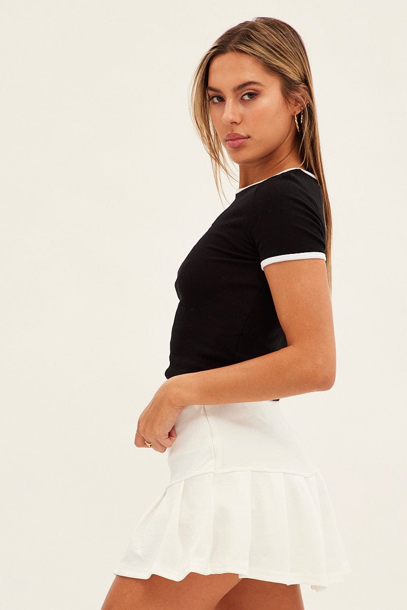 White Micro Mini Skirt Low Rise Tennis Jersey Lined for Ally Fashion