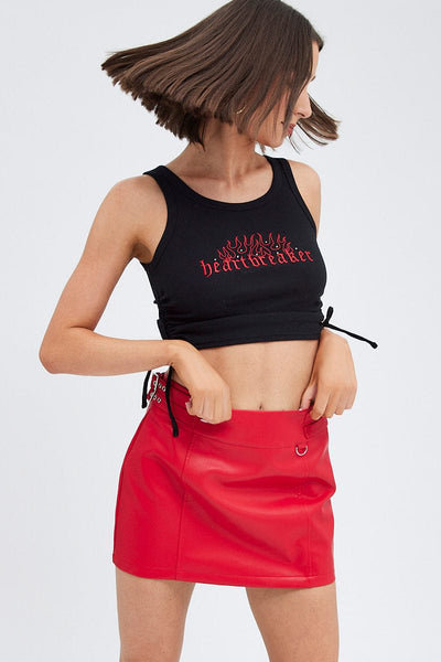 Red leather skirt deals forever 21