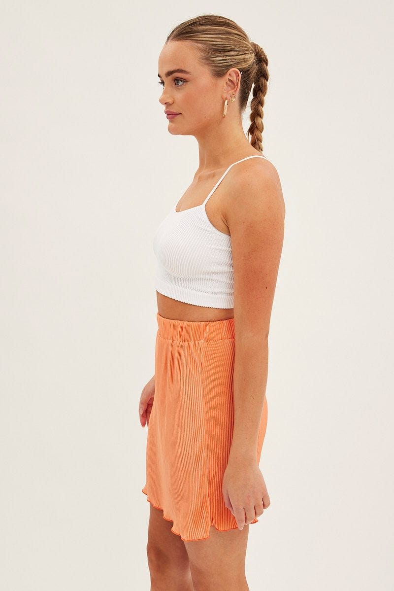 Orange Plisse Mini Skirt for Ally Fashion