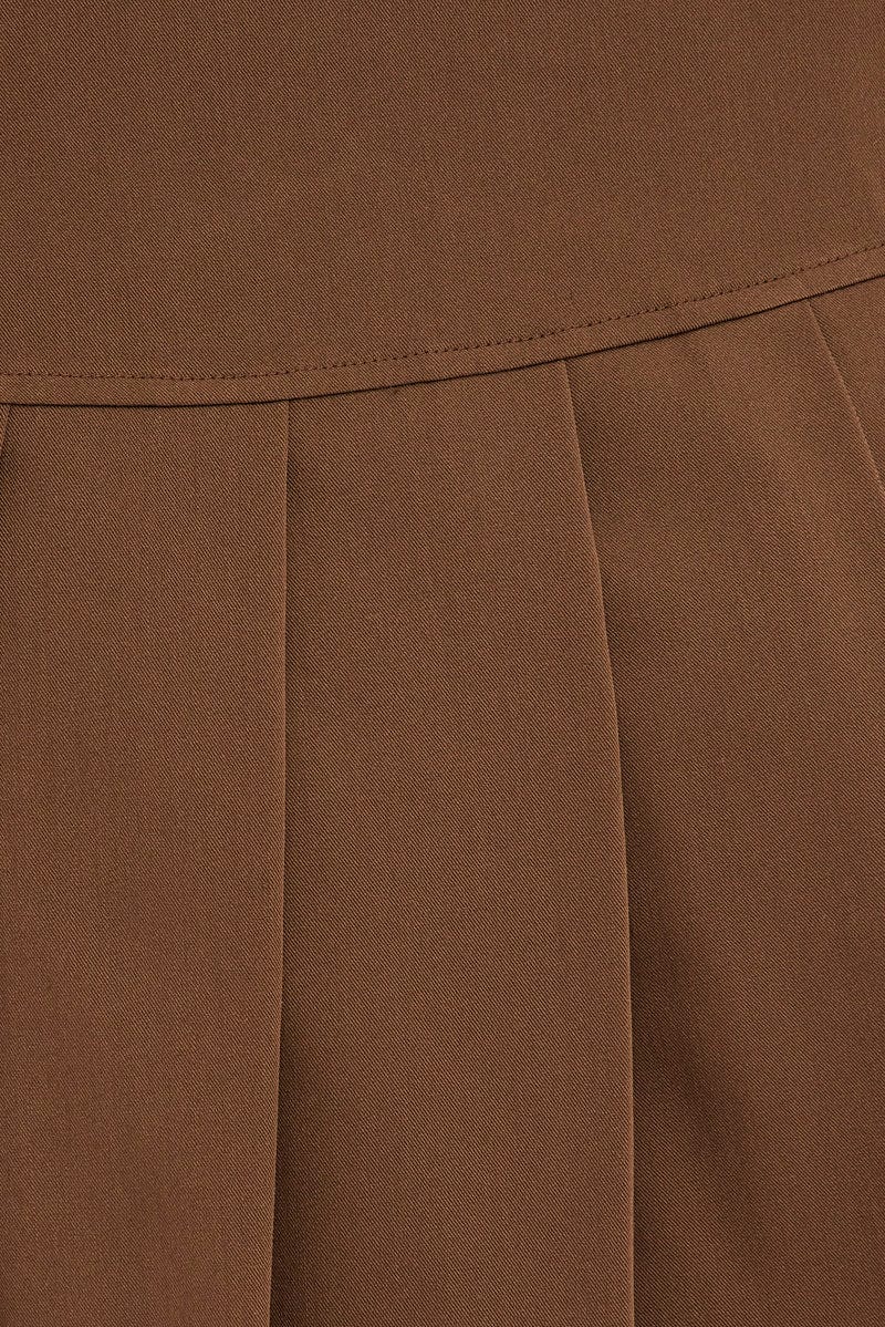 Brown Tie Front Tennis Mini Skirt for Ally Fashion