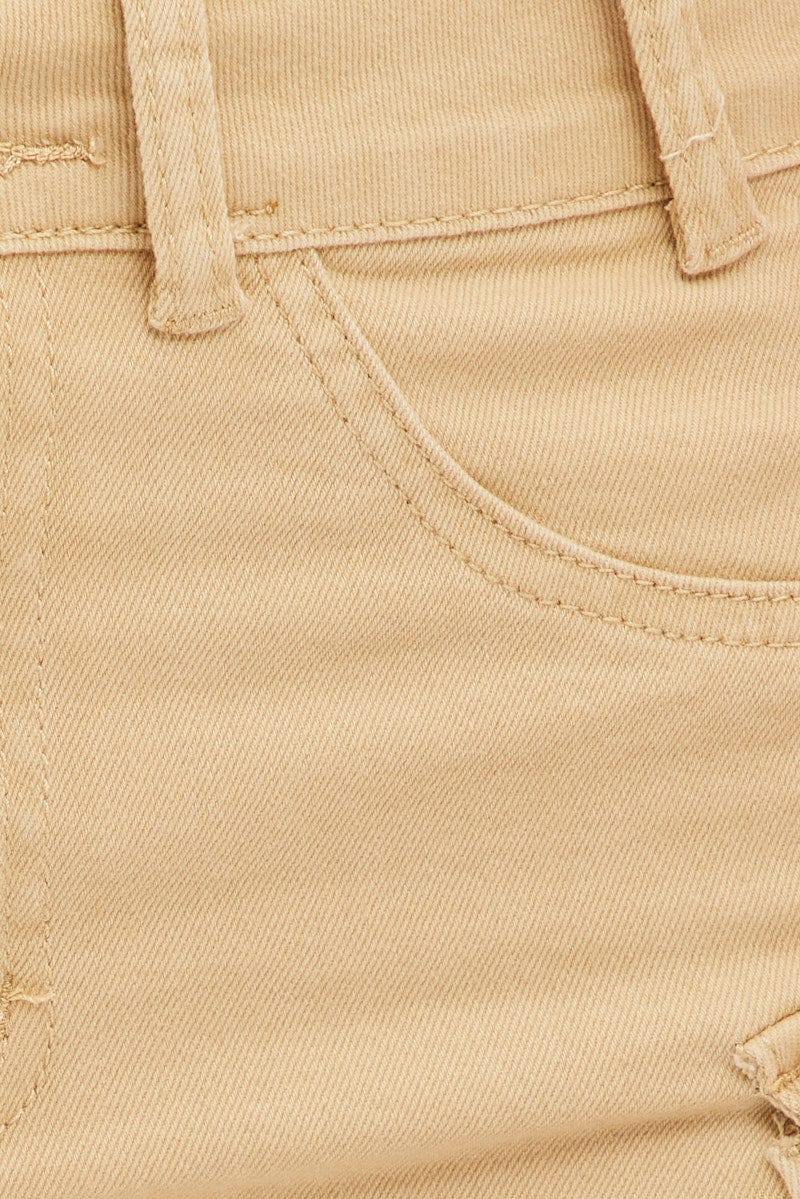 Beige Cargo Utility Denim Mini Skirt for Ally Fashion