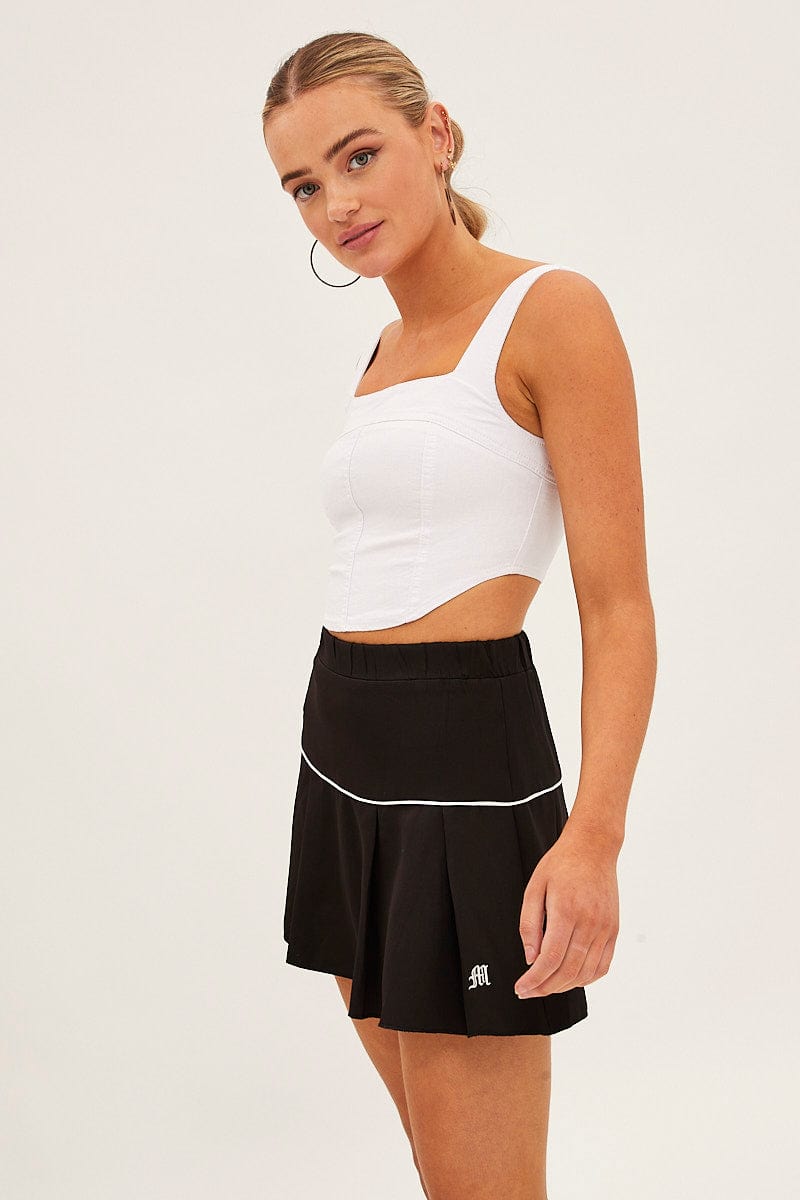 Black Pleated Tennis Mini Skort for Ally Fashion