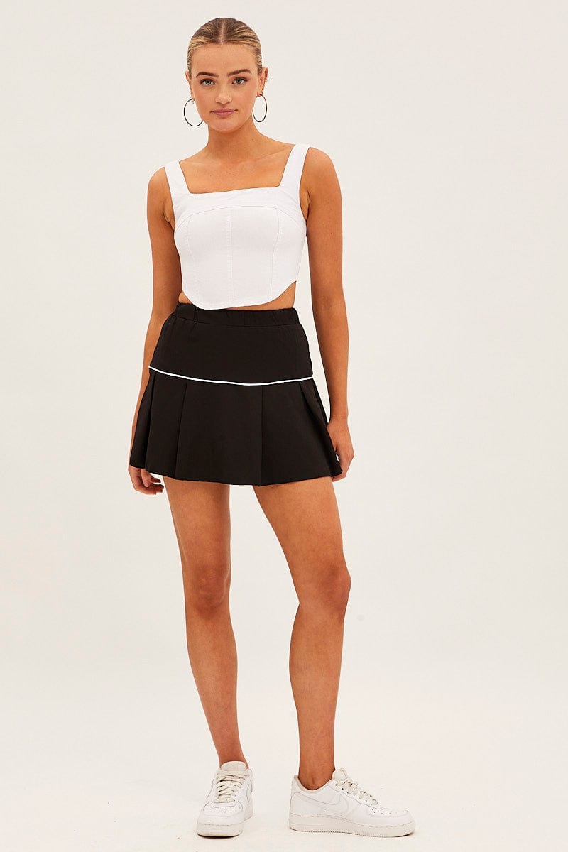 Black Pleated Tennis Mini Skort for Ally Fashion