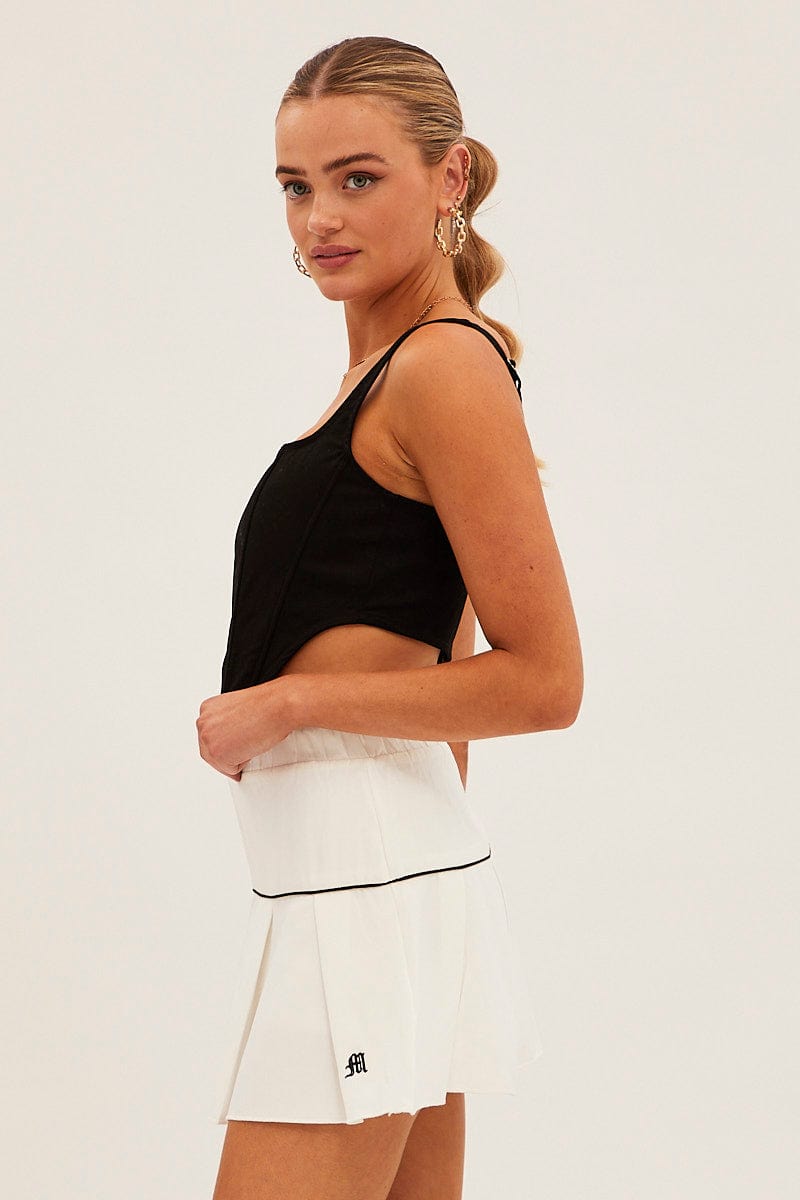 White Pleated Tennis Mini Skort for Ally Fashion