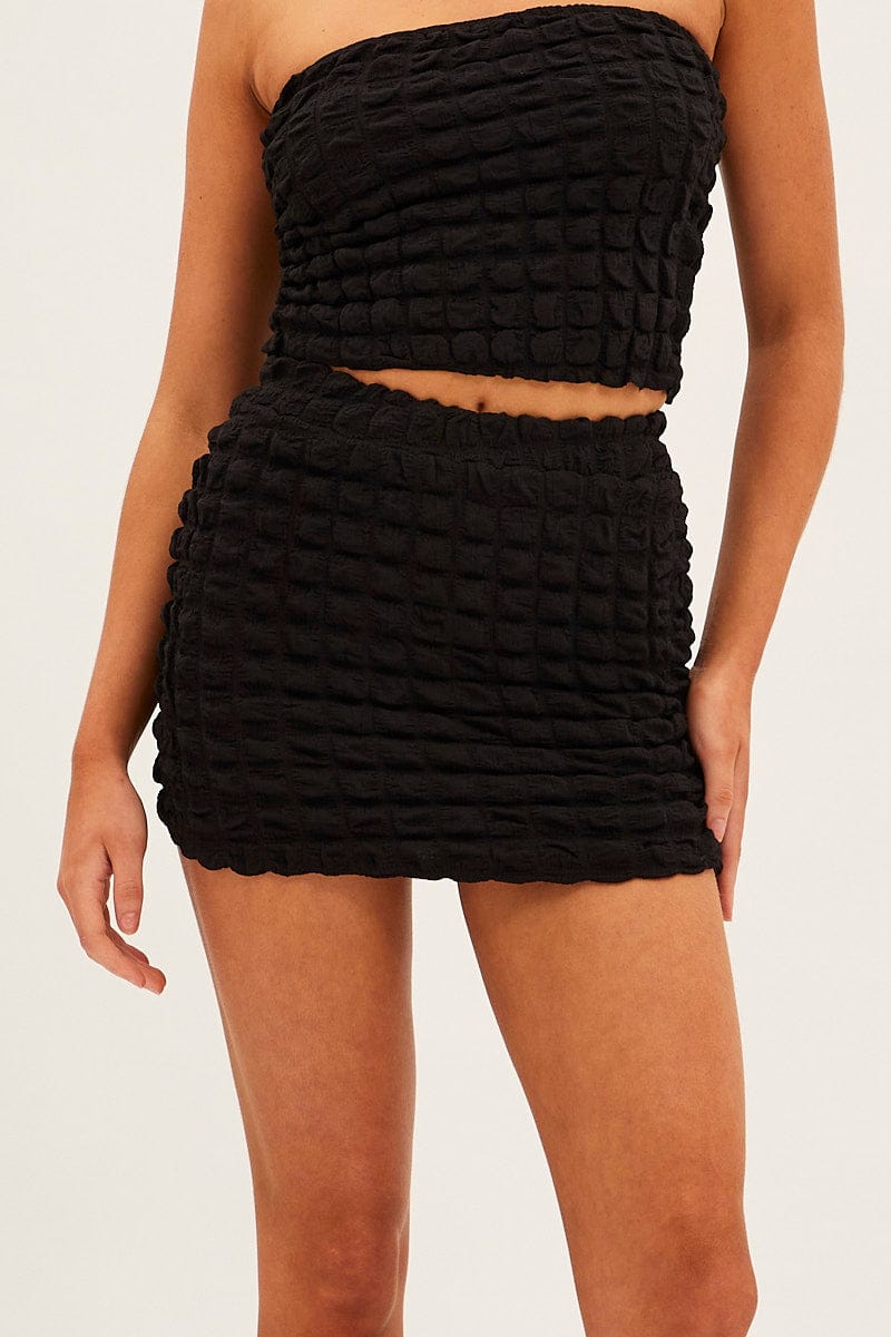 Black Textured Mini Skirt for Ally Fashion