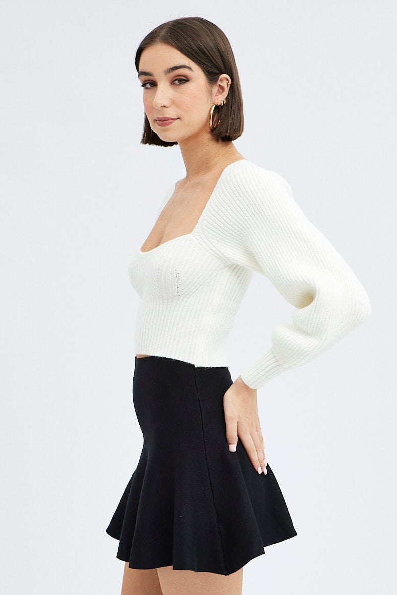 Black Flare Mini Skirt Knit | Ally Fashion