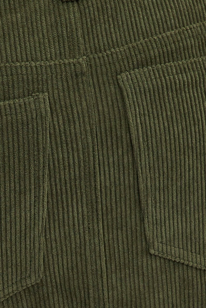 Green Corduroy Mini Skirt Low Rise for Ally Fashion