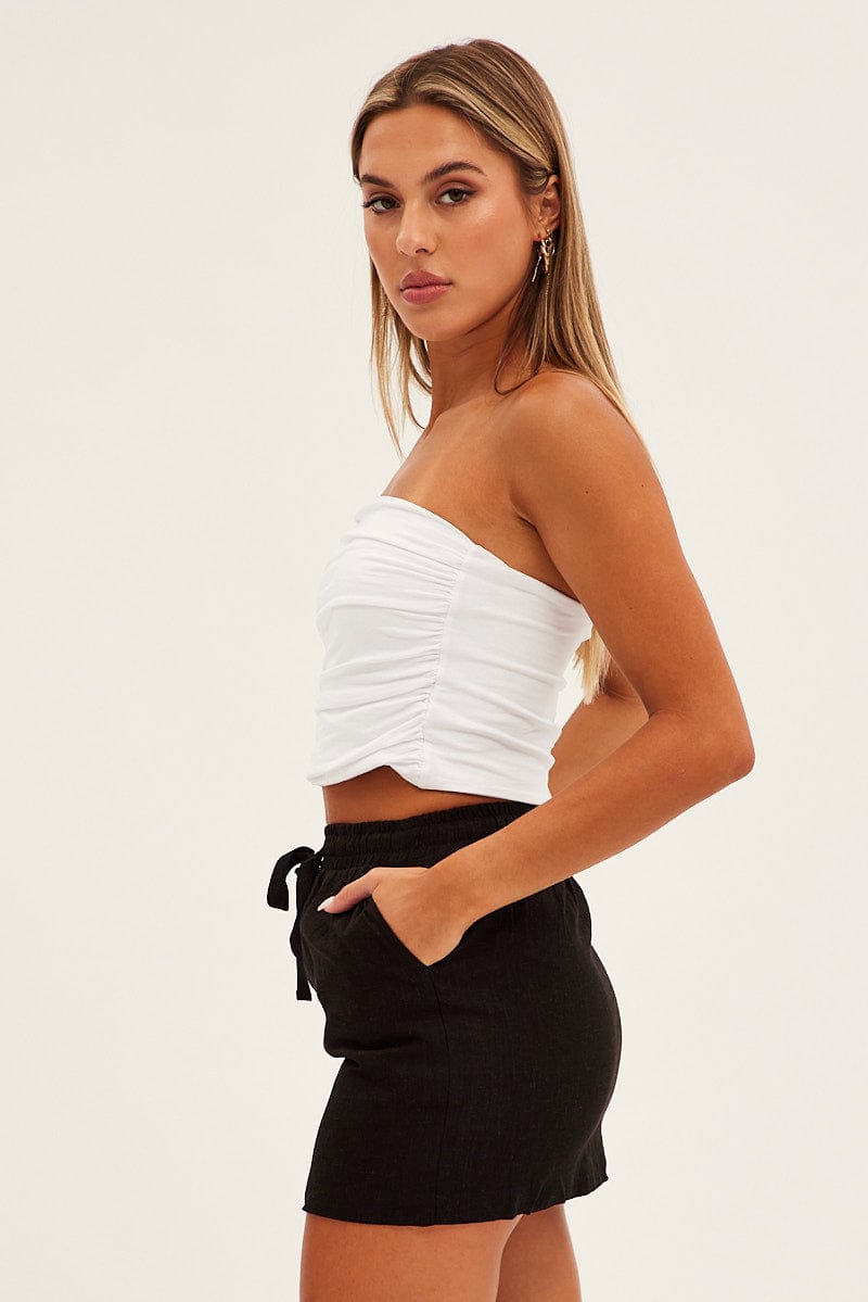 Black Mini Skirt High Rise Linen Blend for Ally Fashion