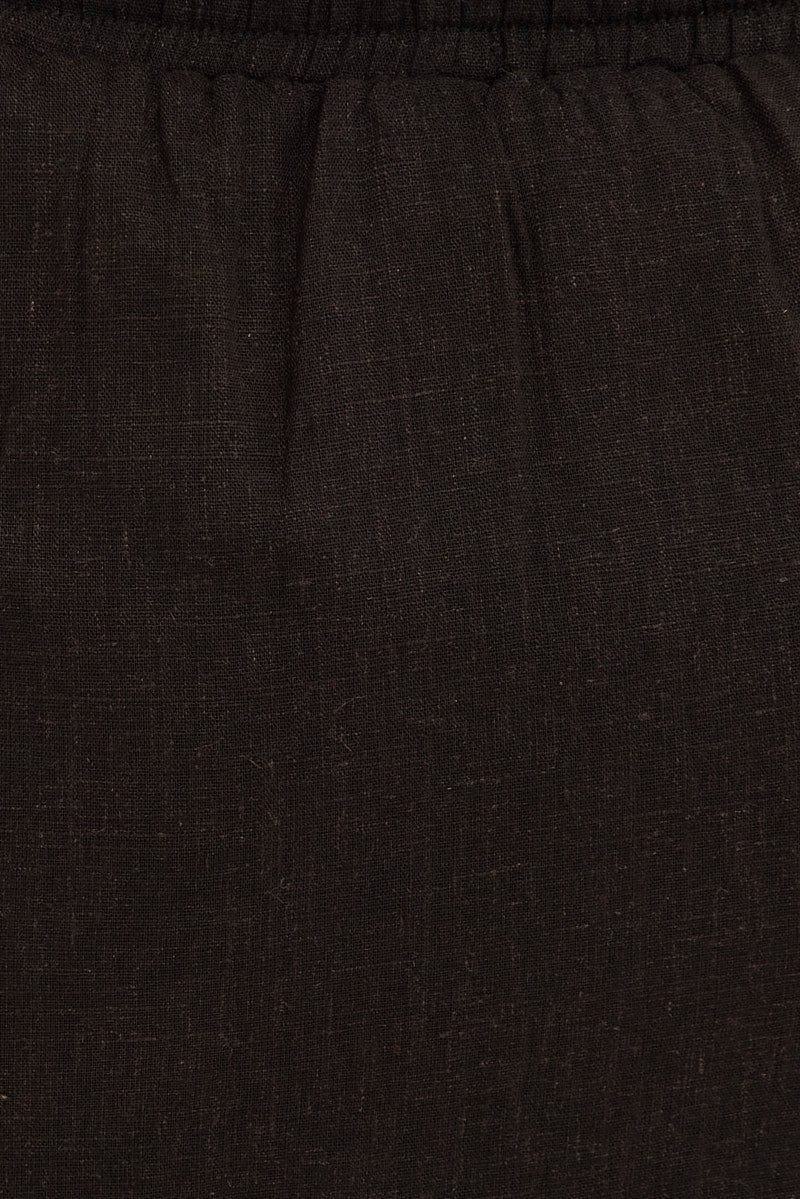Black Mini Skirt High Rise Linen Blend for Ally Fashion