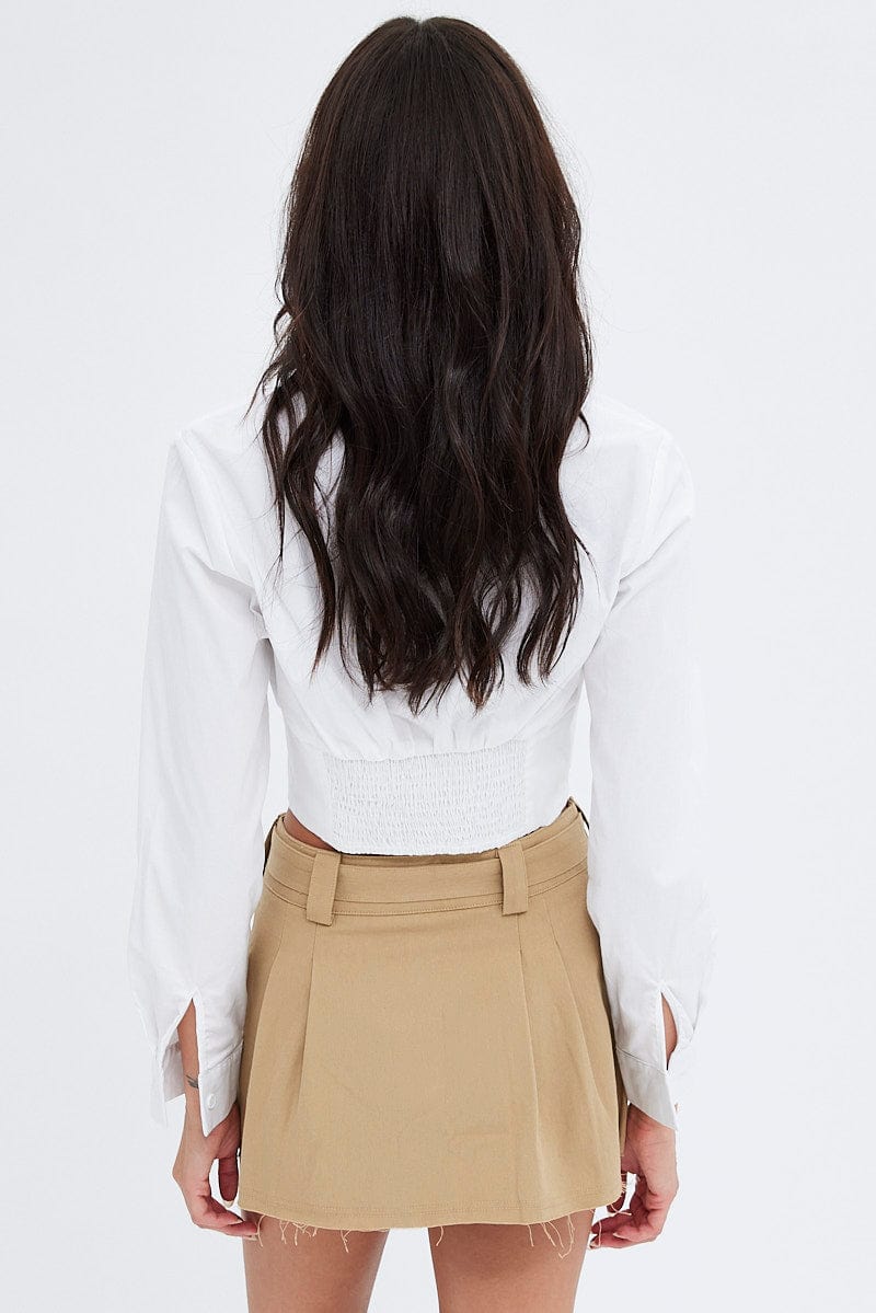 Beige Cargo Skirt Low Rise Belted for Ally Fashion